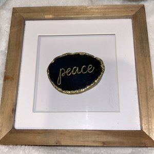 Peace stone mini shadow box. Rustic wooden frame